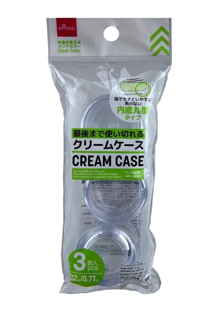 Daiso Cream Case With Spatula, Clear (3 Pcs) - 22 G - Image 1